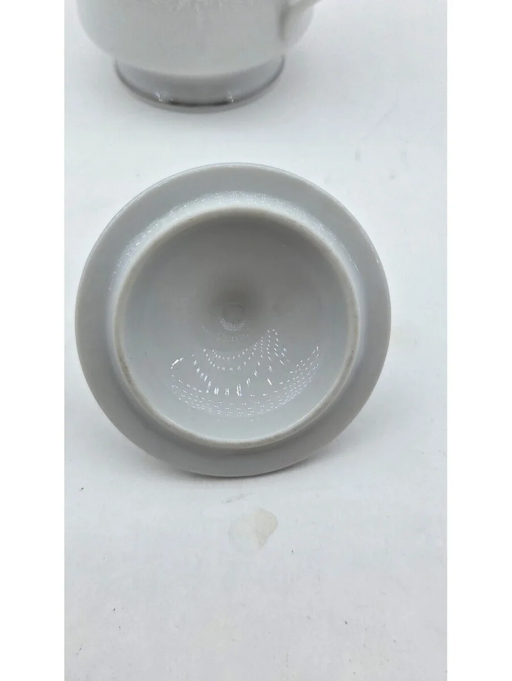 Grace Fine China Concerto Sugar Bowl With Lid Platinum Trim White Floral Vintage